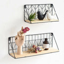 Large Grid Wall Hanging Plants Storage Basket Pine Wood Board,Iron Rack