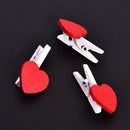 50pcs Red Heart Shape Wooden Clips Clothespins Memo Pegs Photo Paper Clips OME