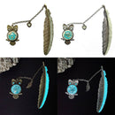 1X Luminous Night Owl Bookmark Label Read Maker Feather Book Mark Stationery 3C