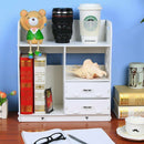 1X(White Large Size Wood Board Desktop Makeup Shelf Organizer Cosmetic Tool