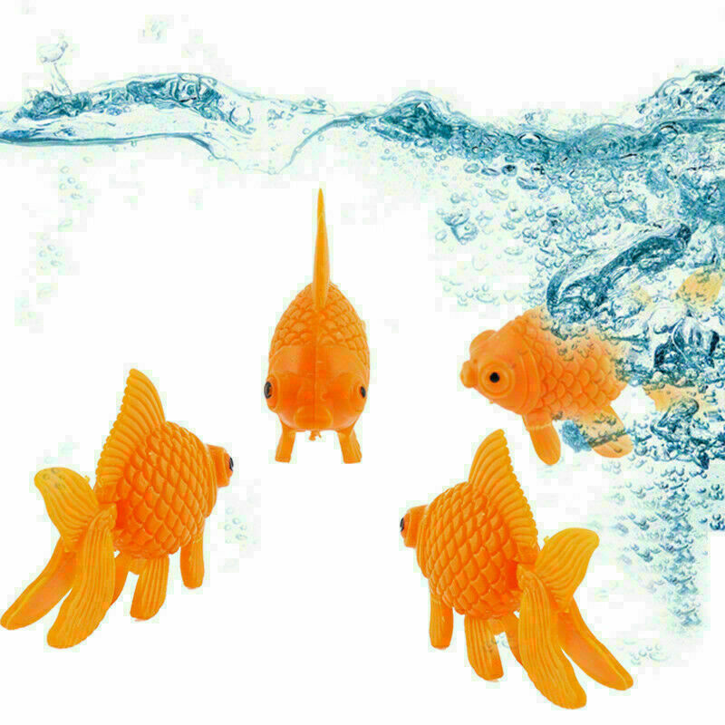 10pcs Orange Plastic Fish Tank Ornament .Artificial Swing Tail Goldfish K0N M0A9