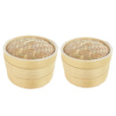 2X Chinese Handmade Natural Bamboo Steamer Basket