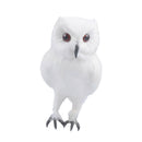 Lifelike Feather Owl Decoy Bird Repellent Scarecrow Halloween Decor White