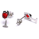 Fashion Red Color Heart Crystal Stone Wine Glass Stud Earrings Jewelry Gift  BX