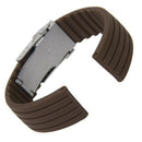 Silicone Rubber Watch Straps Clasp Waterproof 22 mm Coffee P1K7