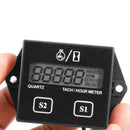 Motorcycle 2/4 Strok LCD Hour Meter Gas RPM Digital Tachometer Gauge Spar QDH