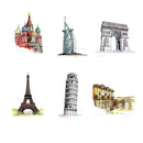 42 pcs Travel Around World Famous Building Craft Scrapbook Decorative Stick M8M5