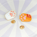 2Pcs/Set Enamel Pin Cute Cartoon Orange White Paw Brooch Pins DIY Badge Gif