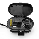 12/24V Motorcycle Cigarette Lighter Socket +Dual USB Charger Power-Port +Switch-