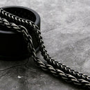 Black Plated Double Layer Men's Bracelet Stainless Steel Heavy Metal BraceleP7S4