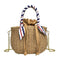 Women's Beach Handbag Straw Shoulder Bag with Handles and Silk Ribbon Bucke H5I5