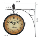 Garden Wall Station Clock Ornament Double Sided Bracket Swivels Clock