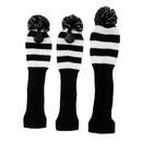 3x Golf Club Pom Pom Head Cover Knit Cover For Driver Fairway Wood Covers White