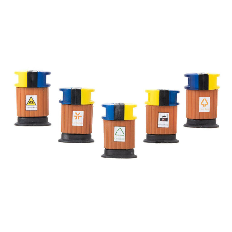 5x 1/100 Painted Trash Cans Mini Parking Train Building Garden Scenery Decor