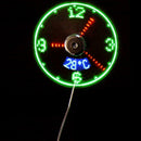 1* USB fans Mini Time and Temperature Display Creative Gift with LED Light J7T0