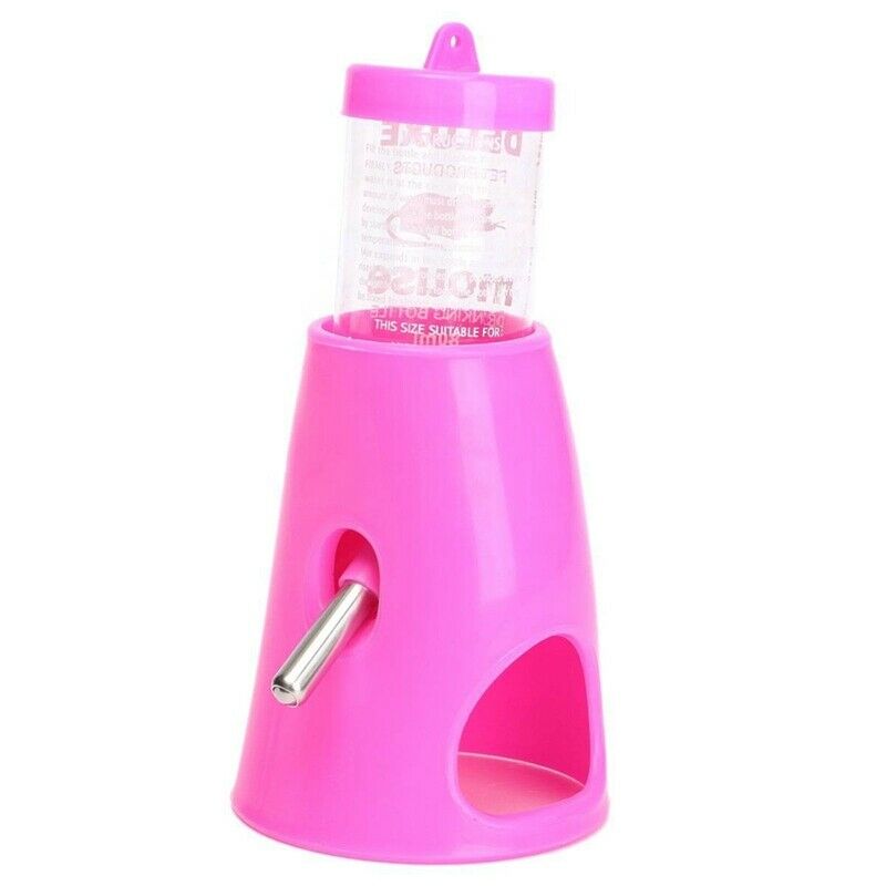 Hamster Mice Water Bottle Nipple Holder Dispenser with base hut for rodent  O1A2