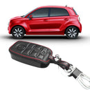 Black Leather Smart Remote 4 Buttons Key Chain Holder Cover Fob For Kia K5 K3