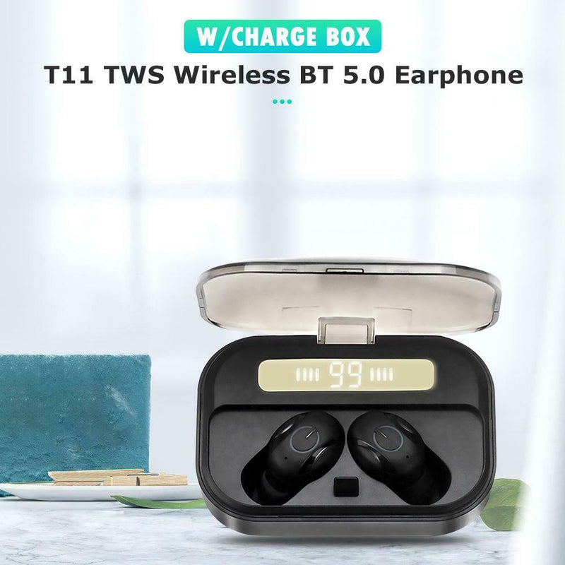 T10B TWS Wireless Bluetooth Stereo Earphones with Digital LED Charging Case