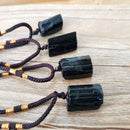 Natural Black Tourmaline Pendant Necklace Chakra Crystal Healing Stone Pendant