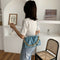 Women Pleated Shoulder Bag Chain Totes PU Cloud Messenger Handbag (Blue)