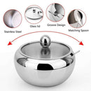Stainless Steel Sugar Bowl with Clear Glass Lid - for better recognition, anK2P1