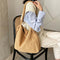 Plush Women Shoulder Messenger Bag Solid Big Capacity Shoulder Tote (Khaki)