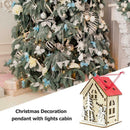 Mini Wooden House Christmas Pendant with Light Snowman Home Party Decor (D) A