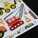 Digger building construction truck car stickers wall decals kids bedroom di