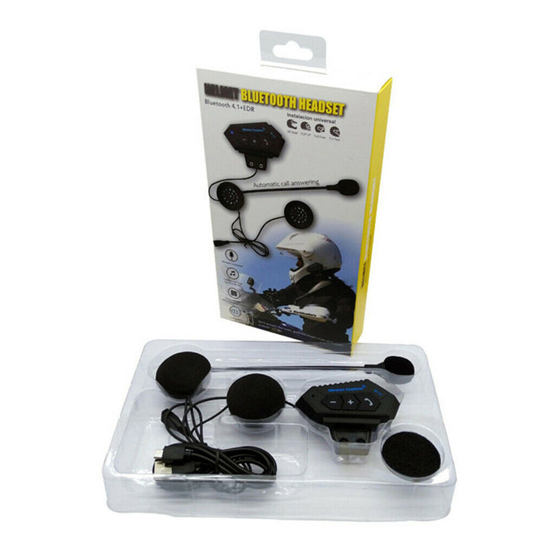 Motorcycle Helmet Headset Intercom Bluetooth Headphones Hands-Free Black New