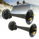 2PCS Black Air Horn Dual Trumpet Air Pump Air Horn Pipe Car Truck Train BoatMO
