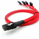 Mini SAS To 4 SATA Red Cable Adapter Multi-Lane Forward Breakout Hard Disk 50cm