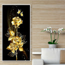 DIY Diamond Painting Golden Flower Full Round Rhinestone Picture Home Decor