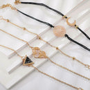 5pcs/set Boho Bracelet Women Hollow Flower Bead Chain Moon Alloy Jewelry A