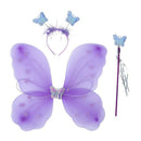 Girls Butterfly Fairy Angel Wings Wand Set Party Fancy Dress Purple