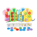Wooden Threading Lacing Sew-on Buttons Pre-School Puzzle Toys for Boys Girls