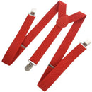 Lady Woman Adjustable Metal Clamp Elastic Suspenders Braces - Red L7J5