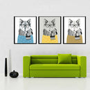 3 Panels Cute Modern Canvas Wall Art Paintings Animals Artwork for Bedroom D