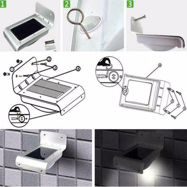 Durable 16LED Waterproof Solar Energy Lamp Human Body Induction Wall Lamp