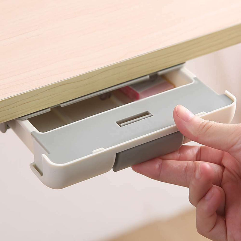 Self Stick Pencil Tray Desk Table Storage Drawer Organizer Box Desk Under Stand