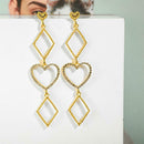 Irregular Earrings Heart Crystal Long Ear Drop Women Holiday Jewelry Gift A