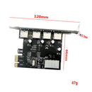 4 Ports USB 3.0 PCI-E  4Pin Power Expansion Card Adapter For Computer