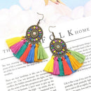 Stylish Tassel Earrings Women Colorful Earrings Cotton Rope Fringe Long Dangle