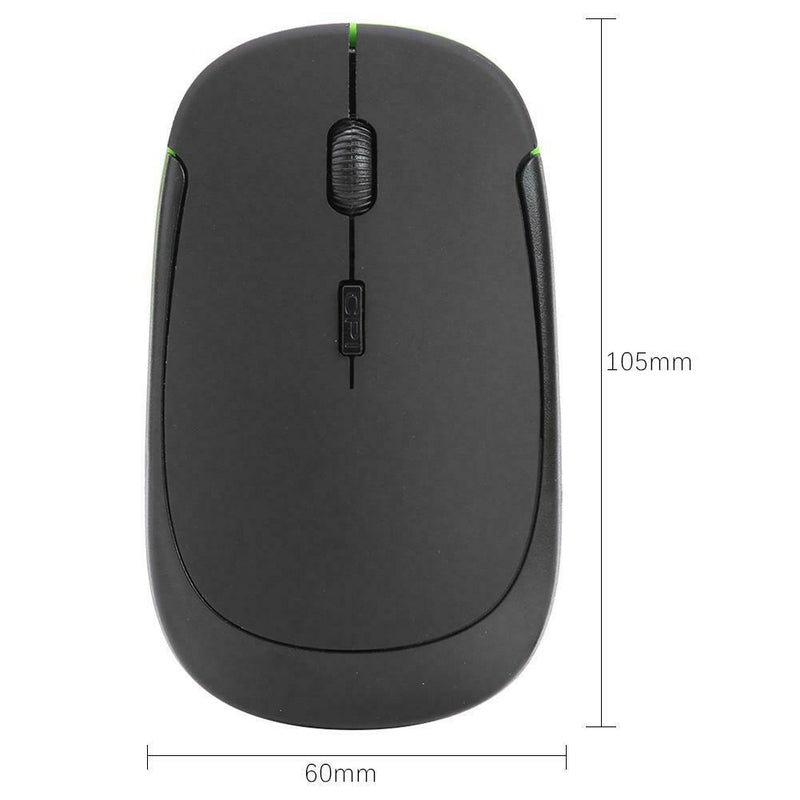 2.4G Wireless Mouse Optical 4 Button 1600DPI Mice w/USB Receiver (Black)