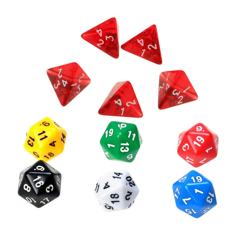 10 Pieces Fun D4 D20 Multi Sided Dice for RPG TRPG Math Teaching Party Game
