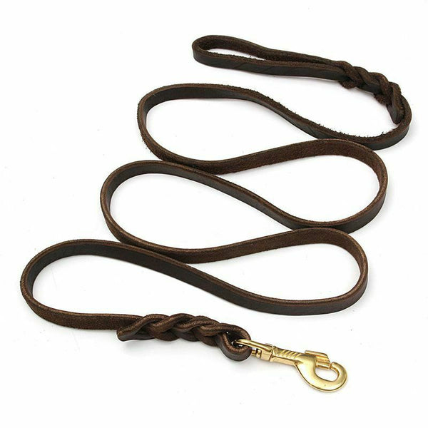 2M Long Leather Braided Pet Dog Walk Traction Collar Strap Training Leash L P2D1