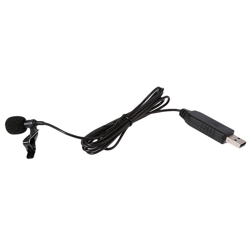 Professional Tie-clip Lavalier Lapel USB Microphone Mic Black For Laptop