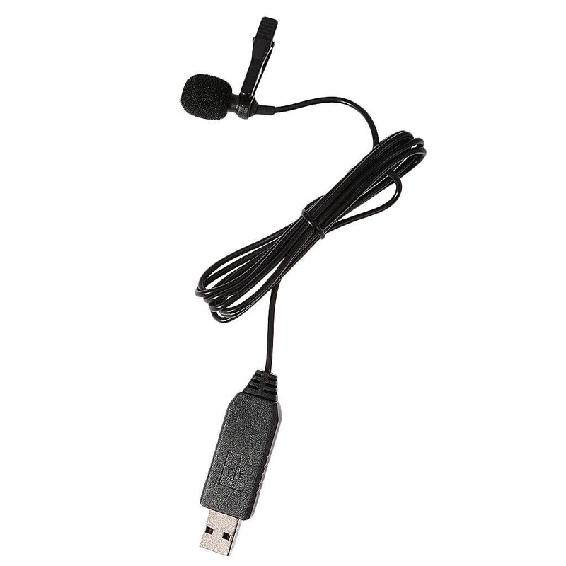 Professional Tie-clip Lavalier Lapel USB Microphone Mic Black For Laptop