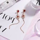Crystal Fashion Women'S Pendant Earrings Red Crystal Long Tassel Earrings W