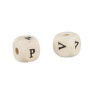 200PC Natural Mixed A-Z Alphabet/ Letter Square Wood Beads 10x10mm(3/8"x3/8 B9D3