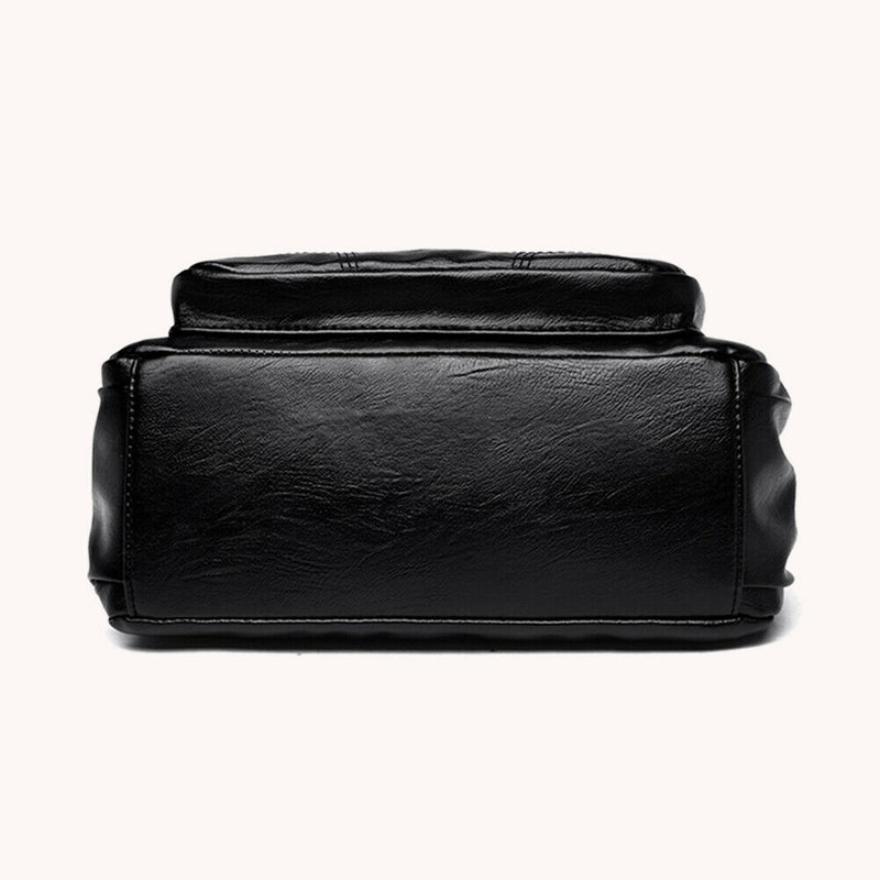 Retro Women Shoulder Bag Multi-zipper Big Capacity Crossbody Pouch (Black)